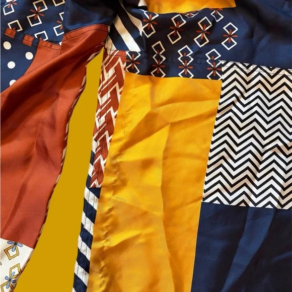 Tory Burch silk patchwork wide leg pants - Picture 6 of 7